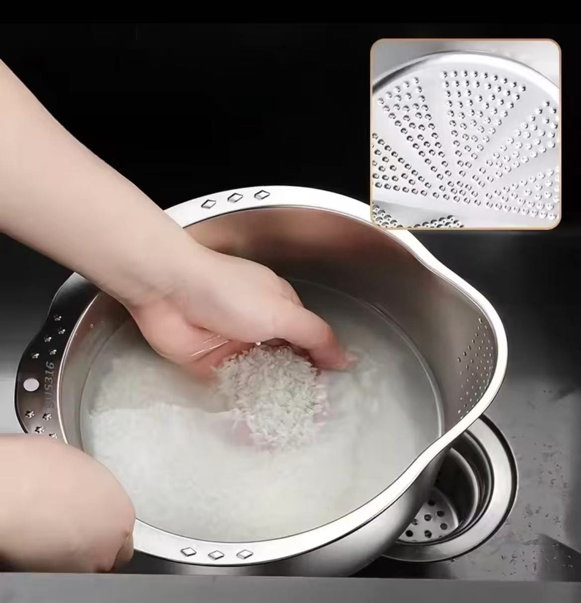 Stainless steel strainers and Colanders