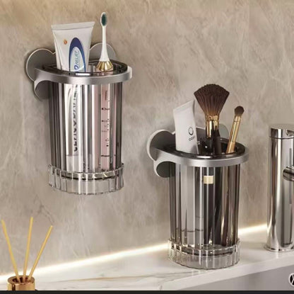 Wall mounted toothbrush holder