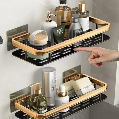 2 pcs Aluminum Alloy Rectangular Shelf (black & gold)