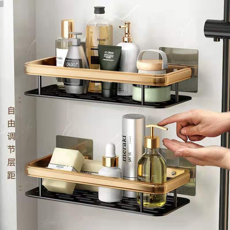 2 pcs Aluminum Alloy Rectangular Shelf (black & gold)