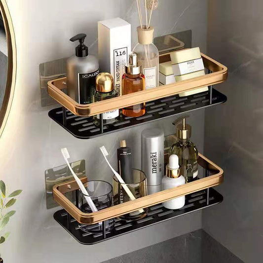 2 pcs Aluminum Alloy Rectangular Shelf (black & gold)