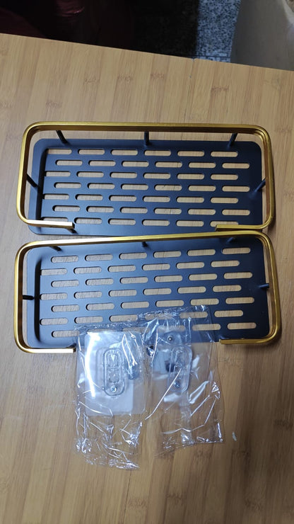 2 pcs Aluminum Alloy Rectangular Shelf (black & gold)