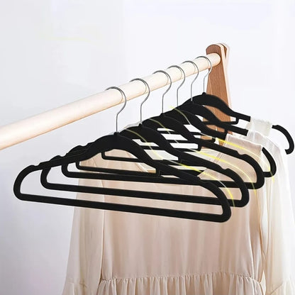 10 pcs Velvet Non-Slip Hangers with Tie Bar