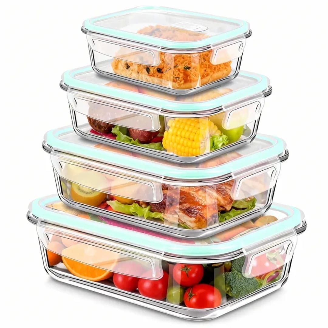 4 pcs glass food container set