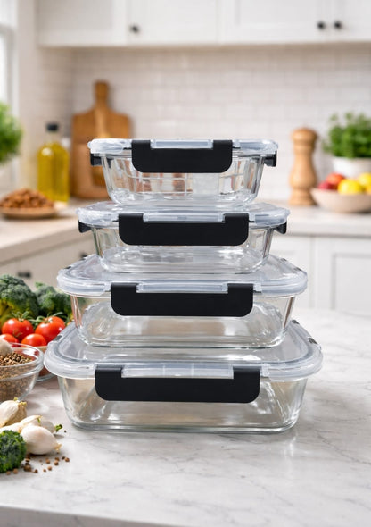4 pcs glass food container set