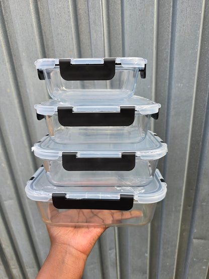 4 pcs glass food container set