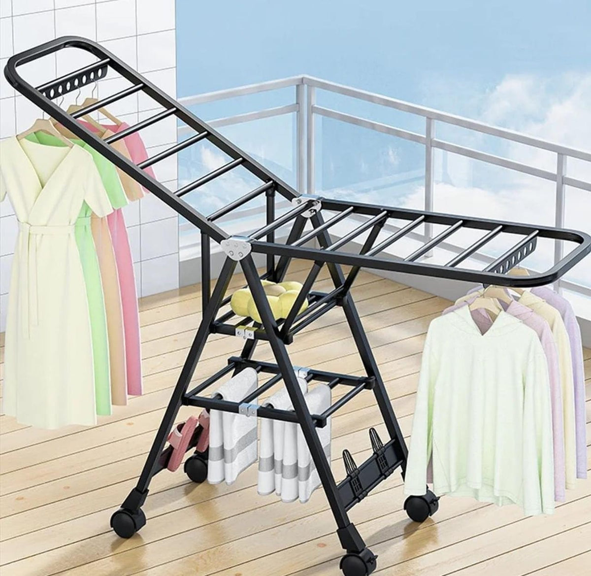 Foldable Clothes Drying Rack with Wheels