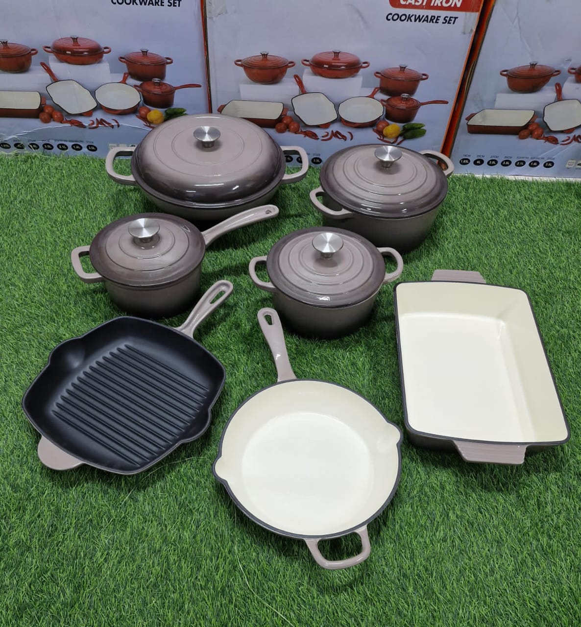 11 pcs Enamel Cast iron cooking pots