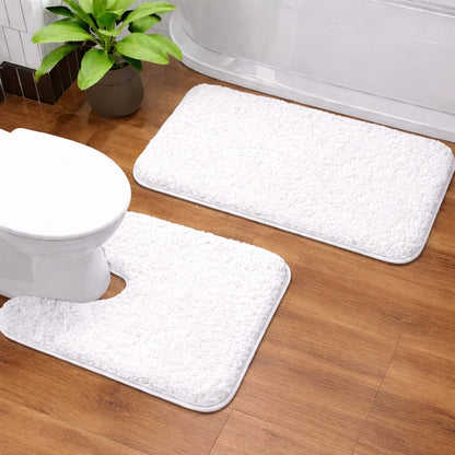 2pcs Ultra-Soft Plush Bath Mat Set