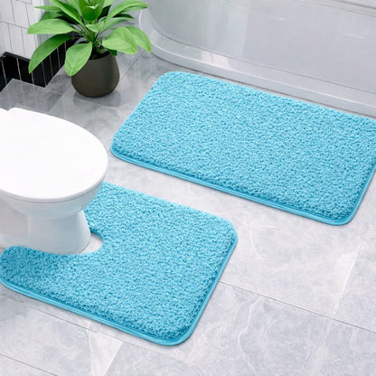 2pcs Ultra-Soft Plush Bath Mat Set