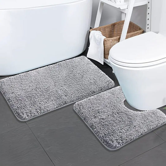 2 pcs set High absorption Ultra-Soft Plush Bath Mat Set