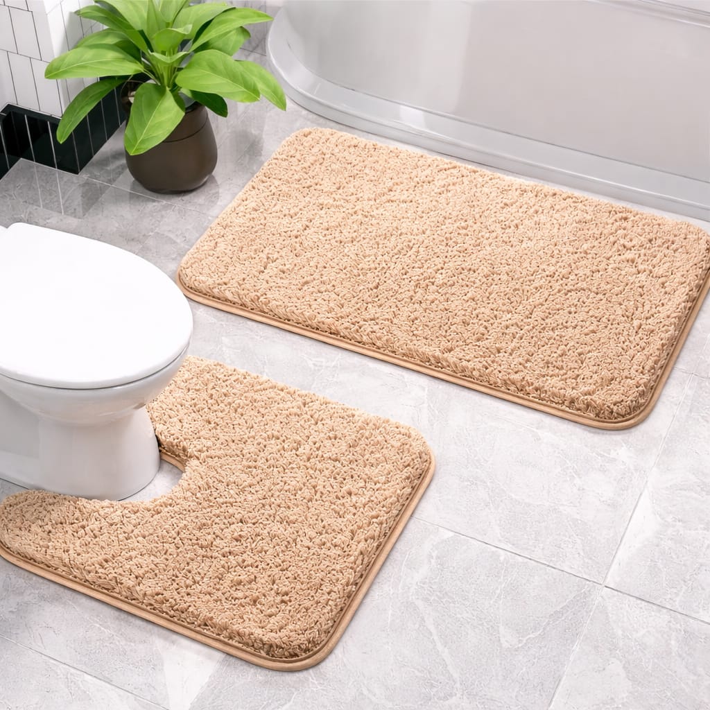 2 pcs set High absorption Ultra-Soft Plush Bath Mat Set