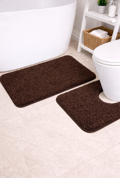 2 pcs set High absorption Ultra-Soft Plush Bath Mat Set