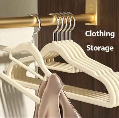 10 pcs Velvet Non-Slip Hangers with Tie Bar