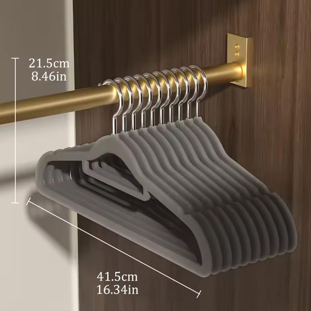 10 pcs Velvet Non-Slip Hangers with Tie Bar