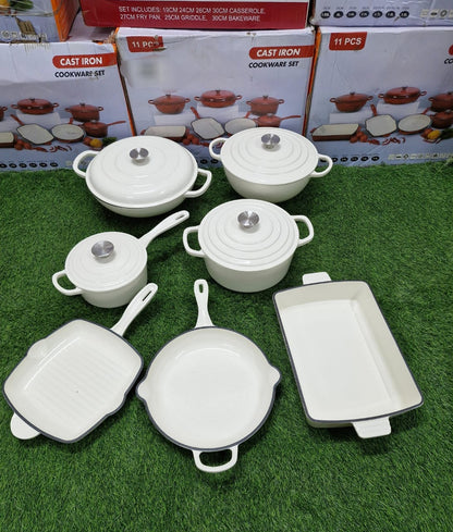 11 pcs Enamel Cast iron cooking pots