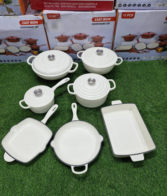 11 pcs Enamel Cast iron cooking pots