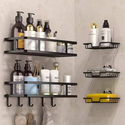 5 pcs Punch-Free Wall Mounted Bathroom Rack set