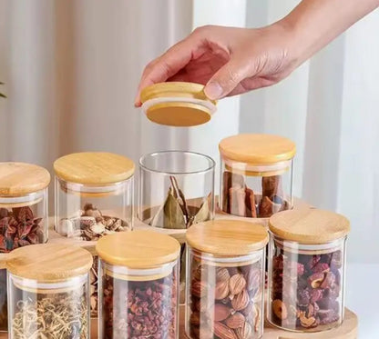 8pcs Classic style squared Borosilicate Glass Jar set 