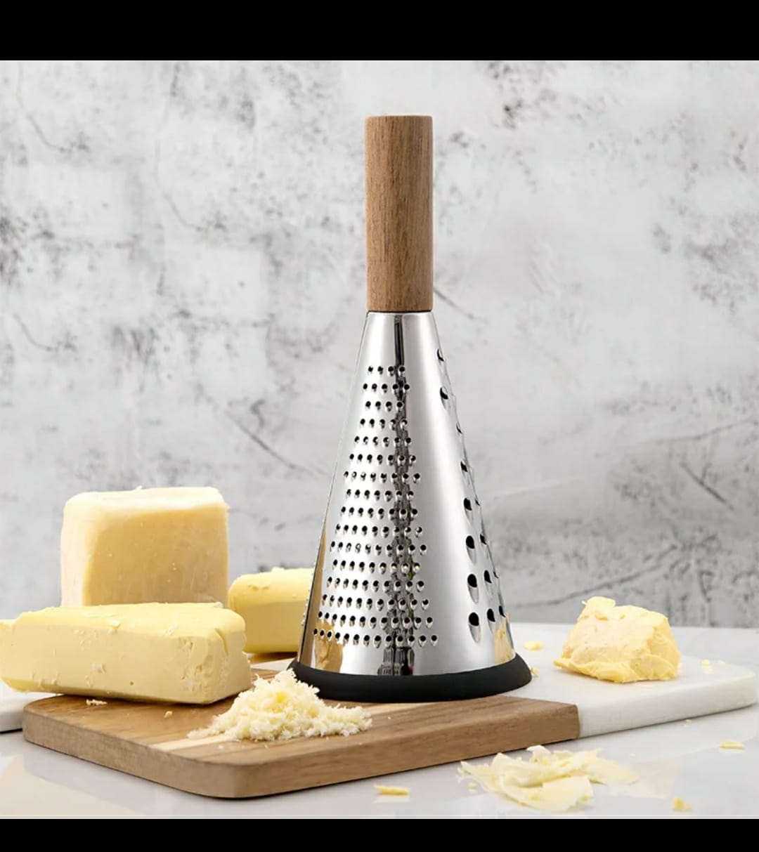 4 sided stainless steel kitchen grater with Wooden handle 