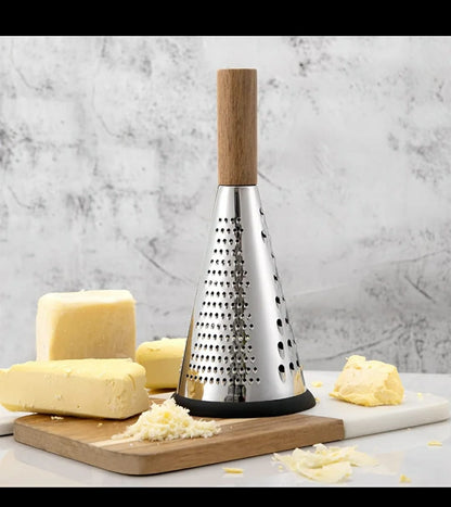 4 sided stainless steel kitchen grater with Wooden handle 