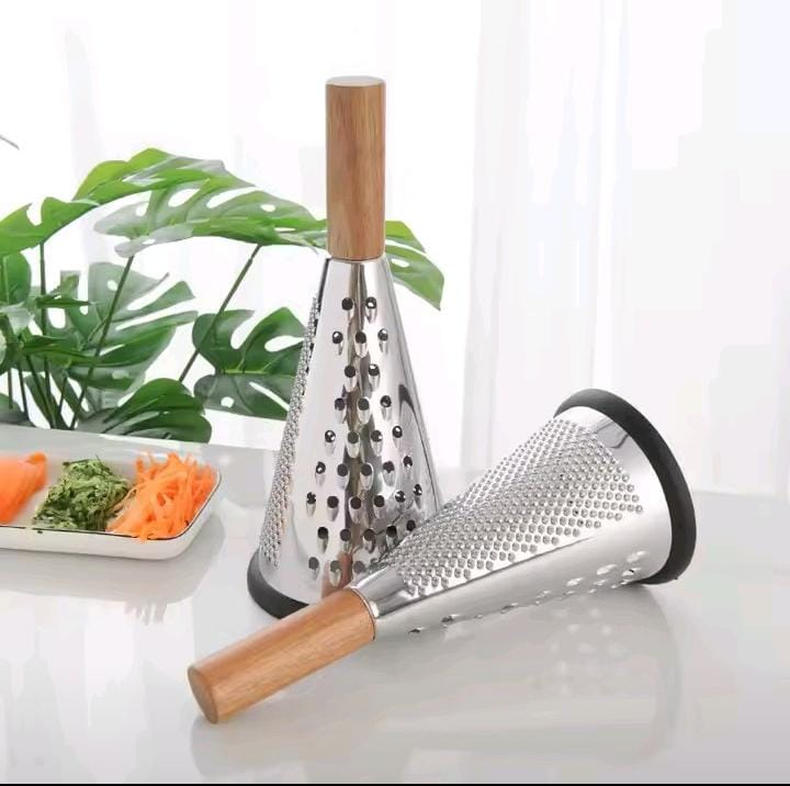 4 sided stainless steel kitchen grater with Wooden handle 