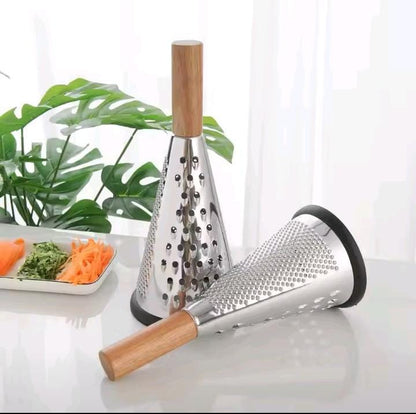 4 sided stainless steel kitchen grater with Wooden handle 