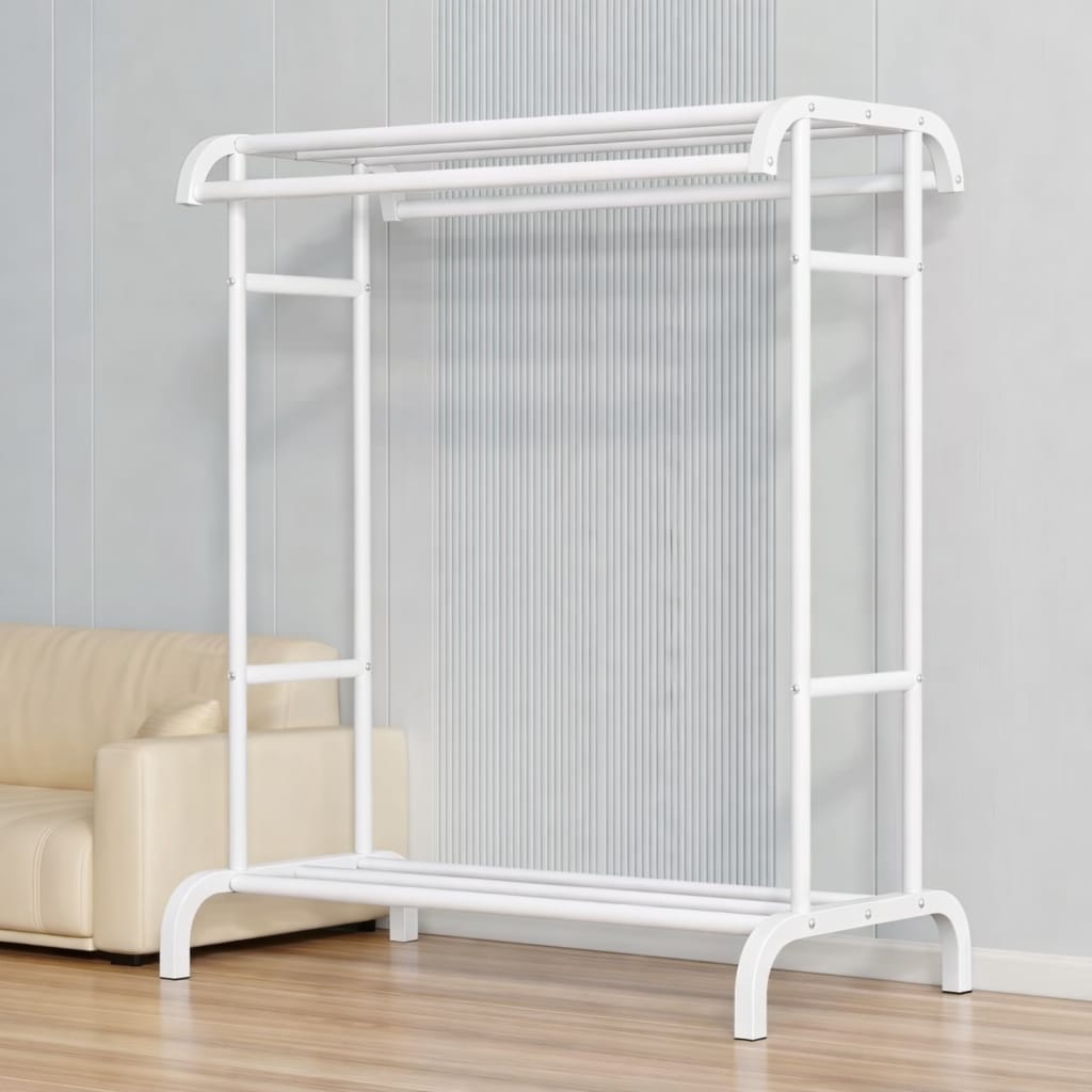Clothes rack household indoor bedroom balcony drying hanger with top shelf and lower shelf for storage 