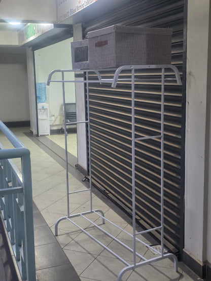 Clothes rack household indoor bedroom balcony drying hanger with top shelf and lower shelf for storage 