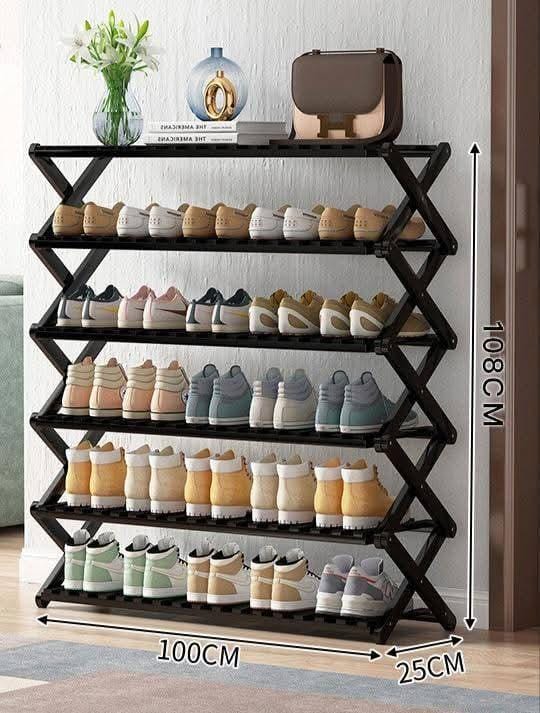 6 Tier Foldable Bamboo Shoe Rack