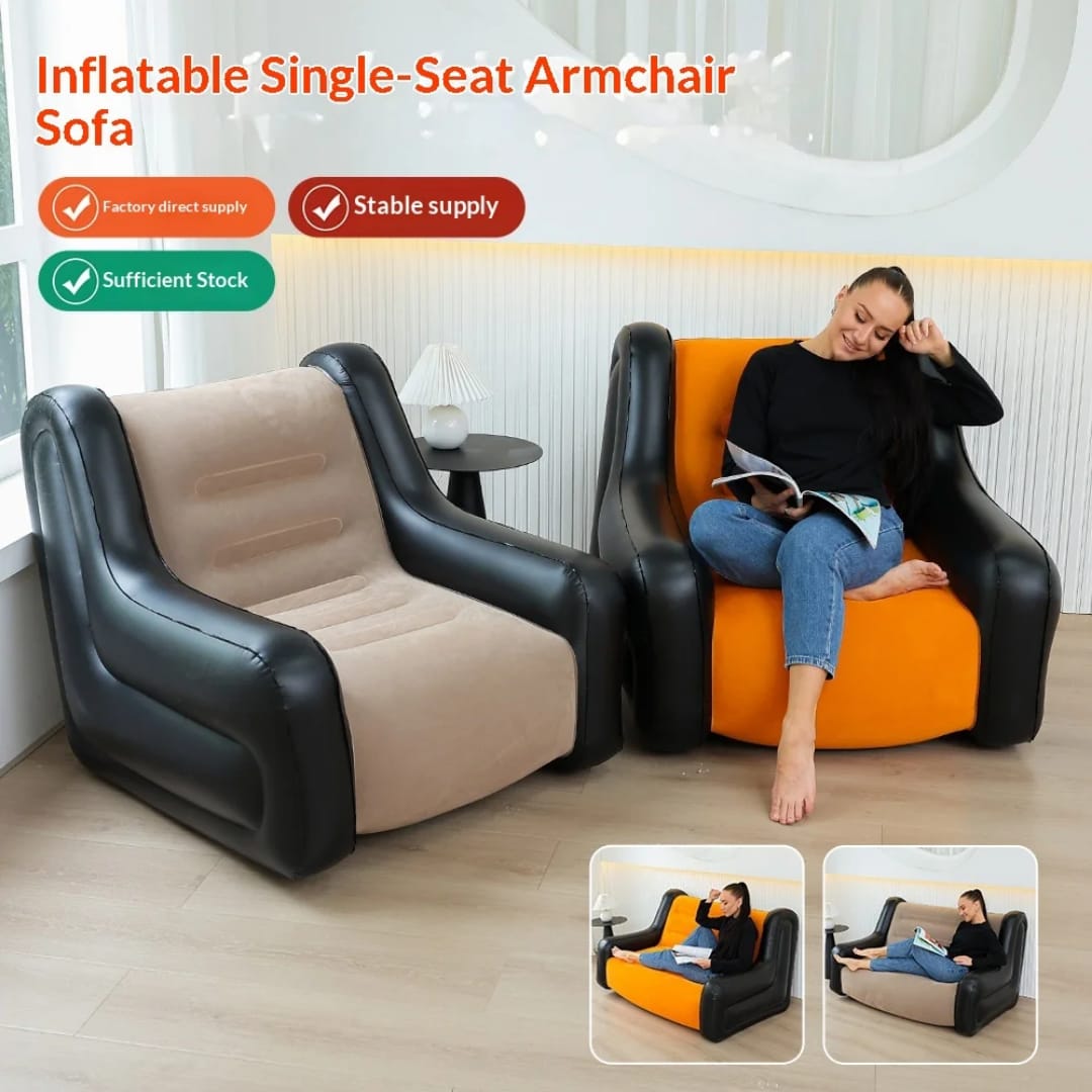 Inflatable Modern 1 Seater Sofa with Armrests &Free Pump