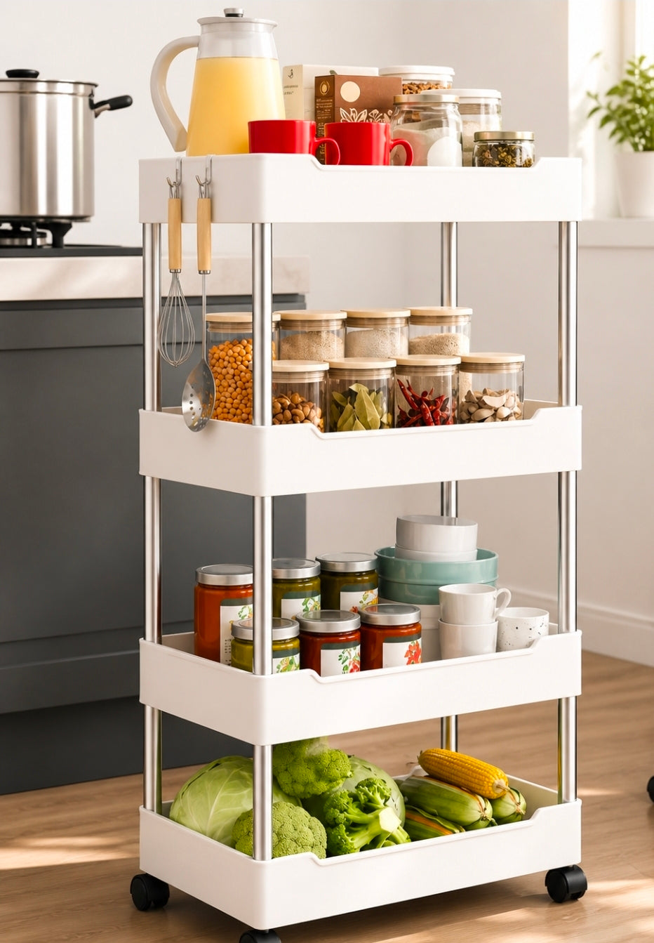 4 Tier Multipurpose Storage Rack With Wheels