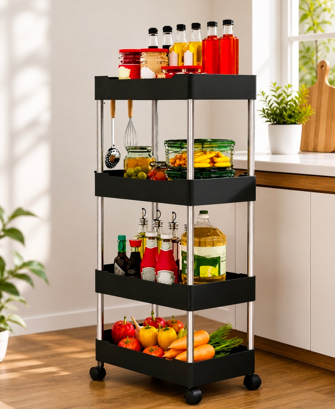 4 Tier Multipurpose Storage Rack With Wheels