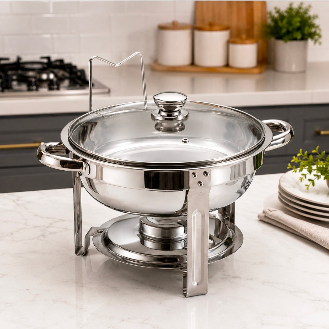Elegant Round Stainless Steel Chafing Dish