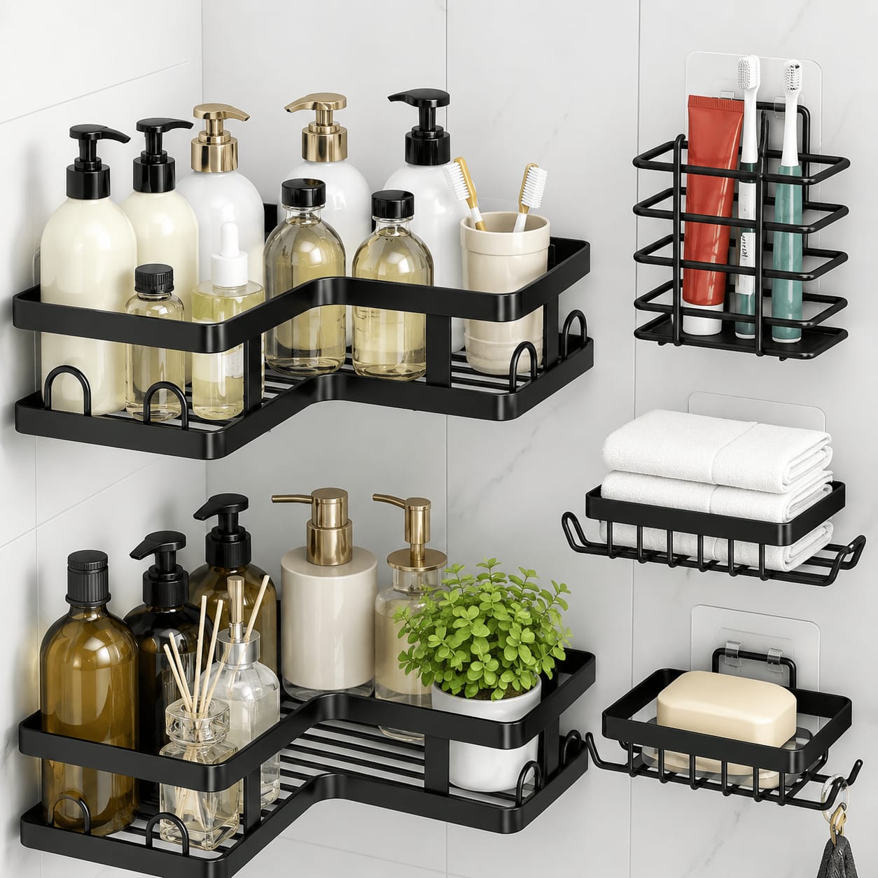 5pcs Corner Shower caddy shelf