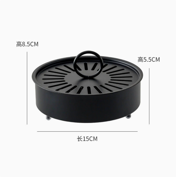 Iron mosquito-repellent incense box with cover.
