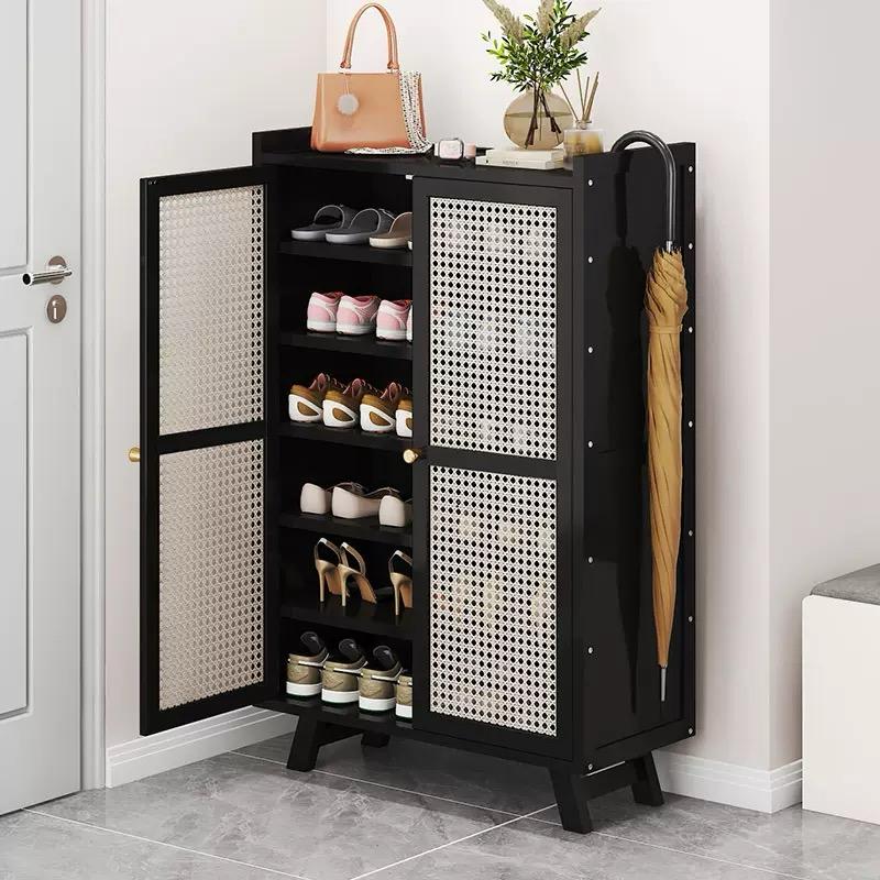 Wooden bamboo shoe rack and storage cabinet