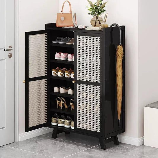 Wooden bamboo shoe rack and storage cabinet