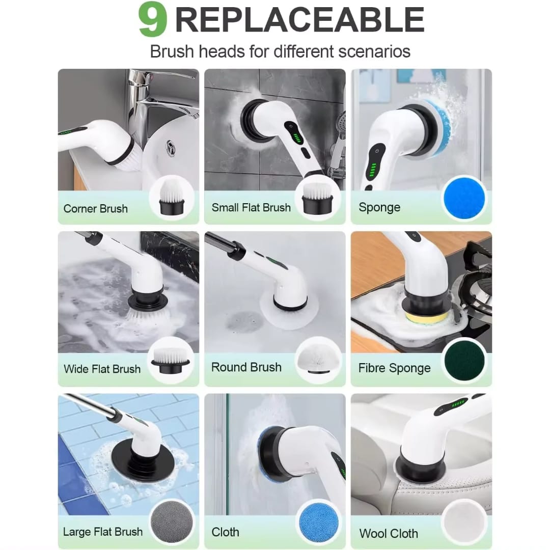 Rechargeable 9-in-1 Spin Scrubber Brush
