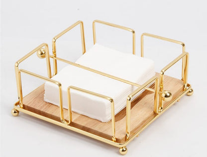 Metallic serviette holder, with Bamboo place on