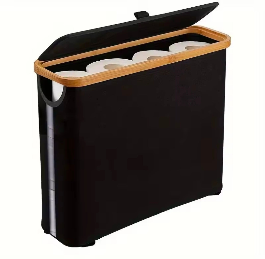 Slim Bathroom Storage Cabinet with Bamboo Lid