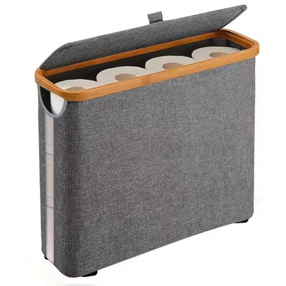 Slim Bathroom Storage Cabinet with Bamboo Lid