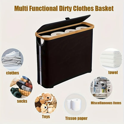 Slim Bathroom Storage Cabinet with Bamboo Lid