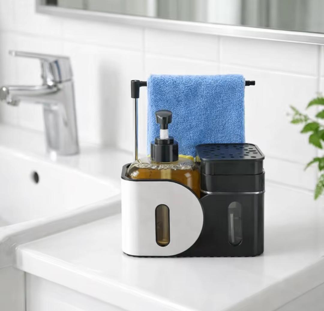 Hand and dish soap dispenser set with sponge