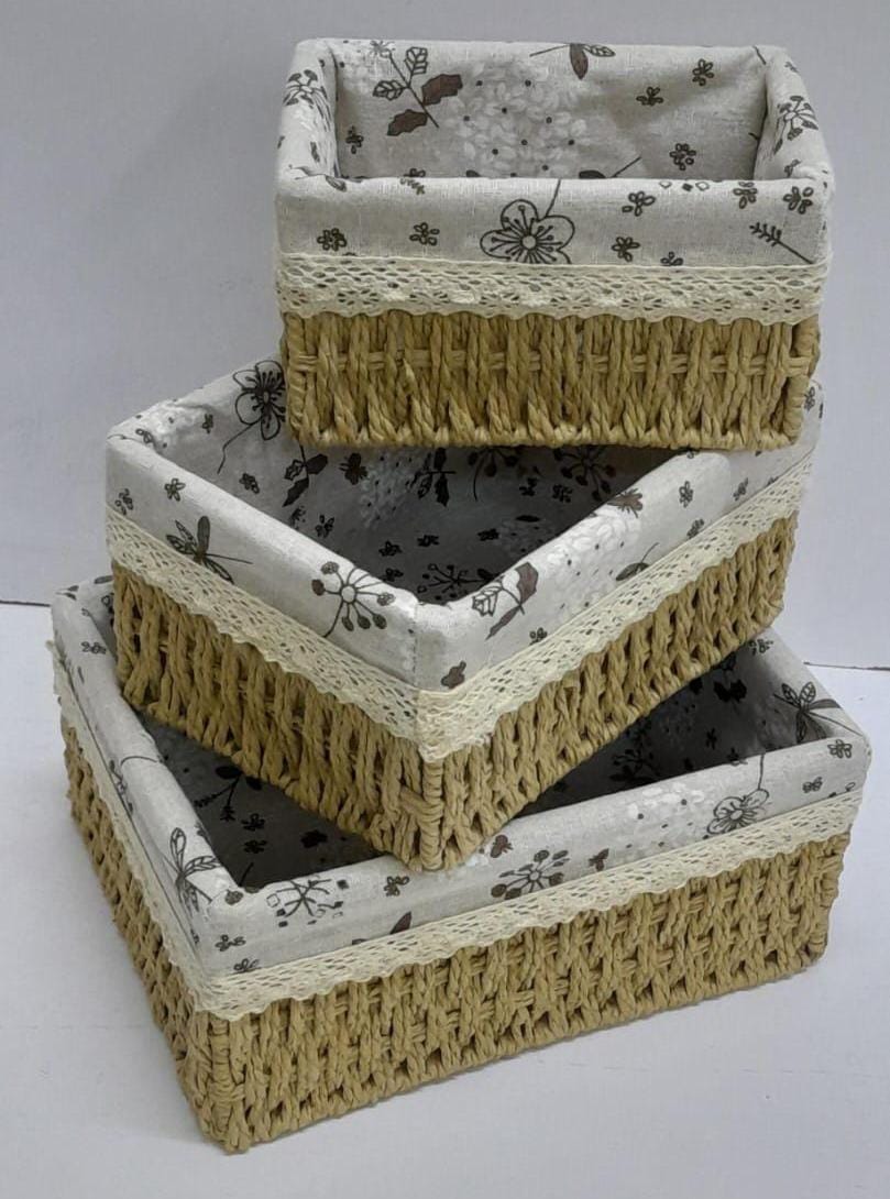 3 in 1 hand wooven Rattan storage baskets