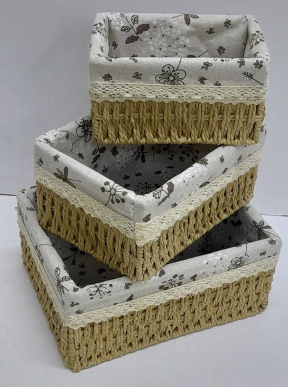 3 in 1 hand wooven Rattan storage baskets