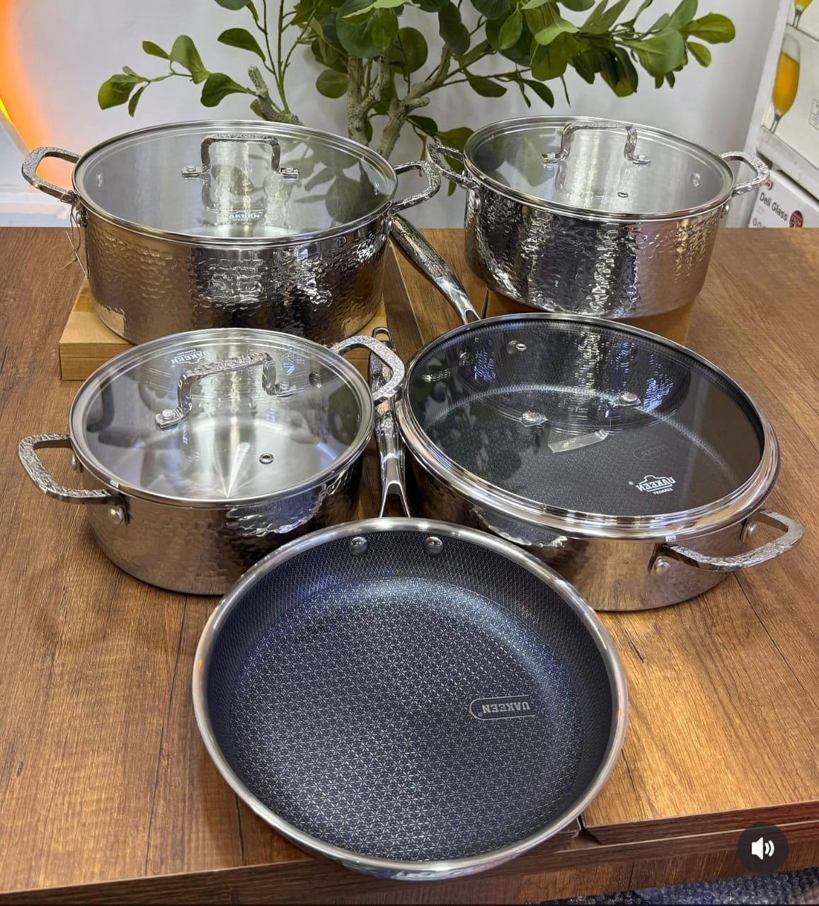 Stainless steel cookware.