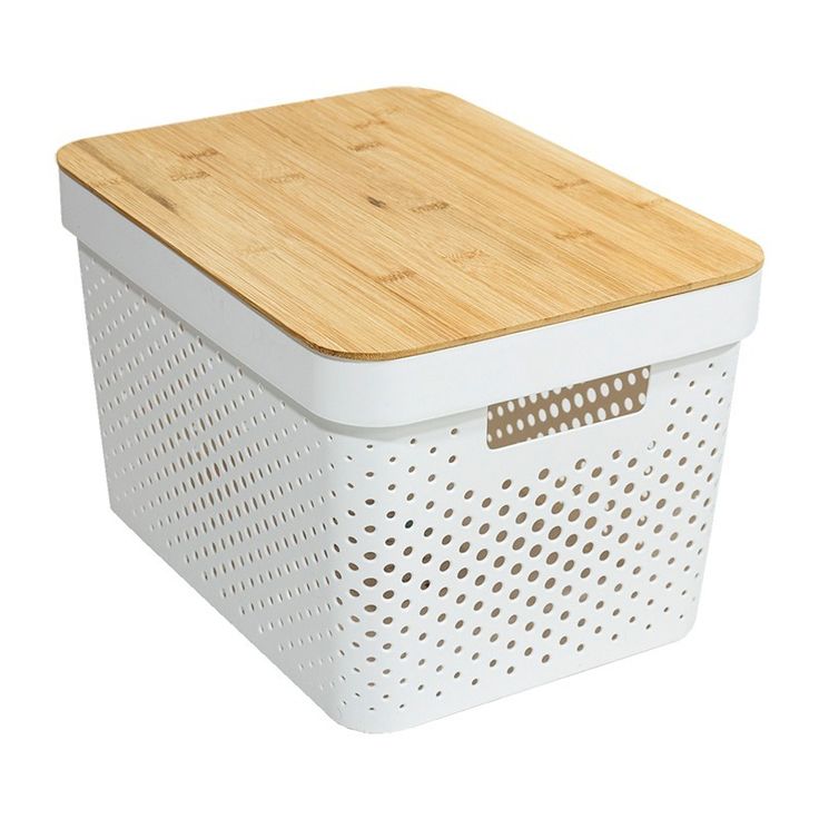 Storage Basket with Bamboo Lid