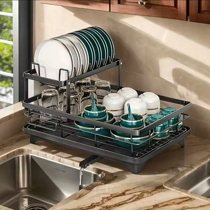 2 tier dish rack with cutlery holder & Chop Board Holder