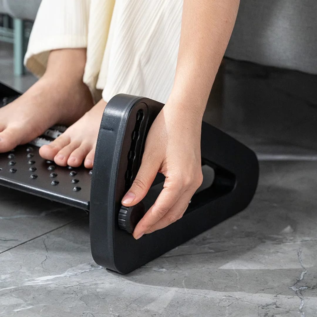 Adjustable foot rest/under desk footrest massage